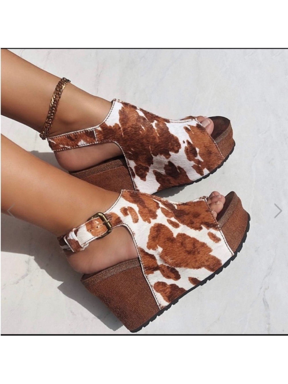 OTBT Jaunt Slingback Wedge Sandals Cow Calf Hair Size 6